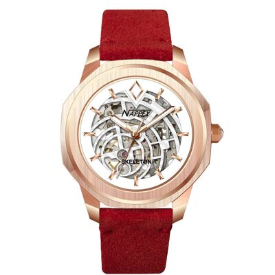 NAPPEY SKELETON ROSE GOLD AND WHITE SUEDE RED - 11,5 x 9,4 x 7,55