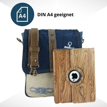 Sac messager Sunsa fabriqué à partir de jeans et de toile recyclés. Sac à bandoulière durable avec motif maritime 4