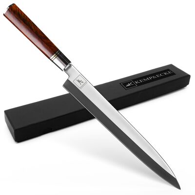 Couteau KEMP&ECKE® Weide Sashimi Sushi Yanagiba 10 pouces / 24 cm avec manche en bois de Dalbergia