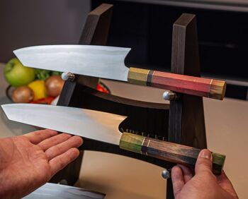 KEMP&ECKE® Porte-couteaux en bois de frêne fait main de style japonais