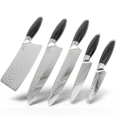 KEMP&ECKE® Fünflinge Messerblock Set Messer aus 3-Schichtigen 440C Edelstahl