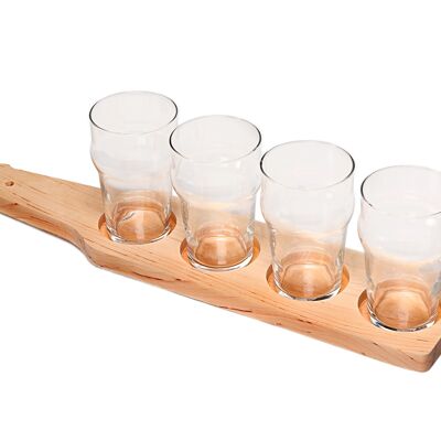Tasting board for 4 glasses, in solid alder.