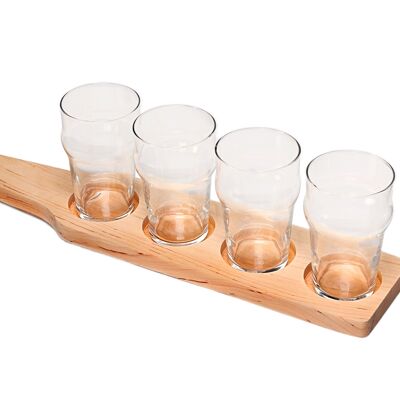 Tasting board for 4 glasses, in solid alder.