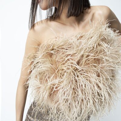 Ostrich Feather Top Beige