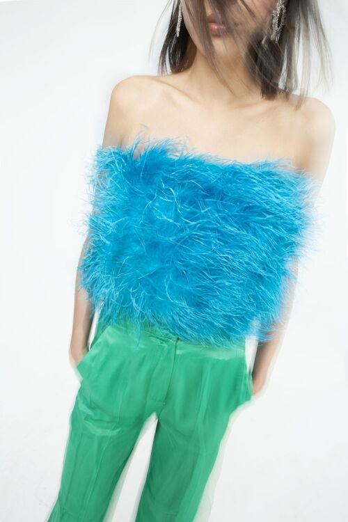 Ostrich Feather Top-Turquoise