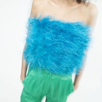 Ostrich Feather Top-Turquoise