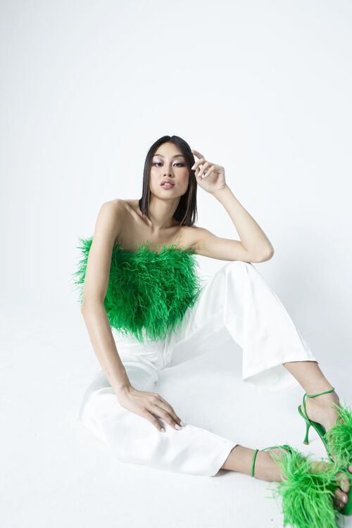 Ostrich Feather Top-Verde