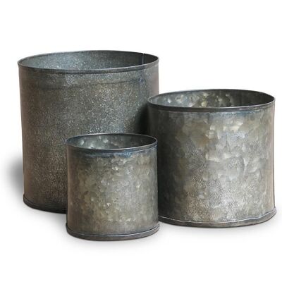 Set of 3 metal cylinders Pot set made of metal for the garden