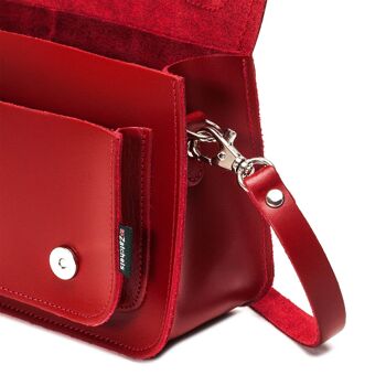 Micro Satchel Plus en Cuir Fait Main - Rouge 5