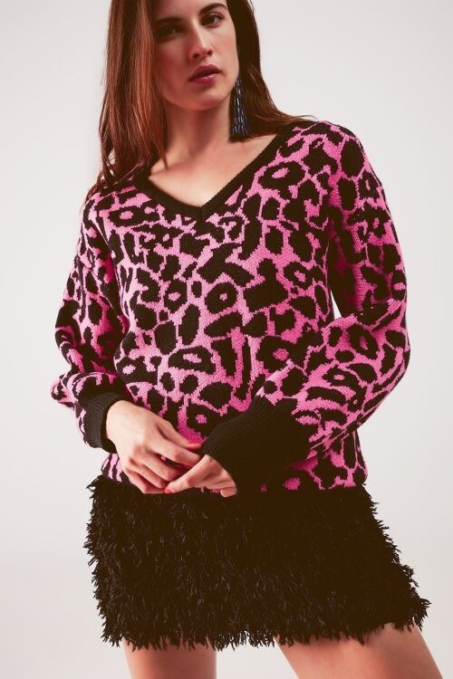 Jumper in fuchsia animal