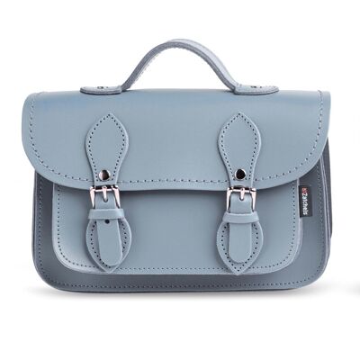 Micro Satchel Plus en Cuir Fait Main - Gris Lilas