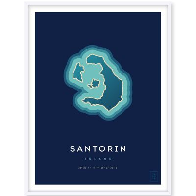 Affiche de l'île de Santorin - 30 x 40 cm