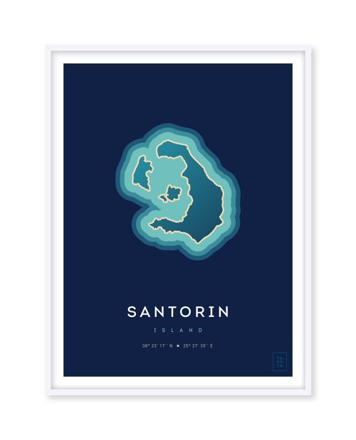Affiche de l'île de Santorin - 50 x 70 cm