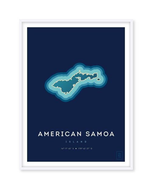 Affiche de l'île des Samoa Américaines - 30 x 40 cm