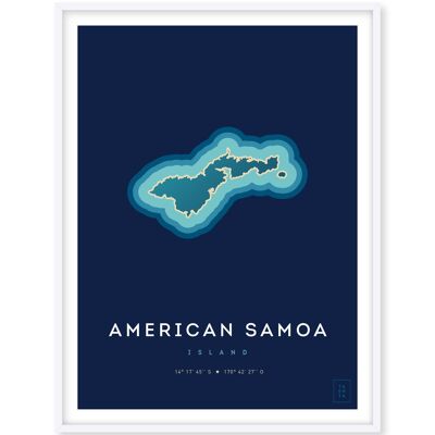 Póster de la isla de Samoa Americana - 30 x 40 cm
