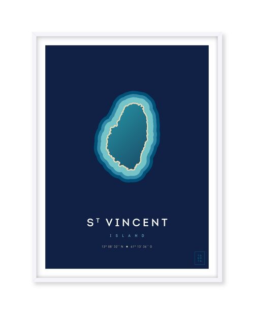 Affiche de l'île de Saint Vincent - 30 x 40 cm