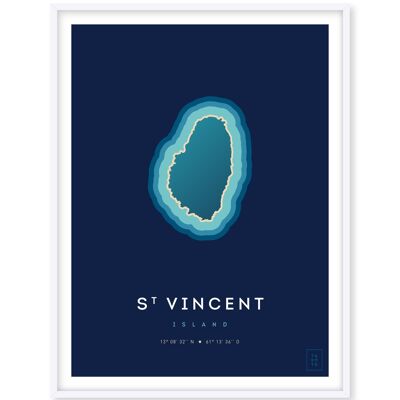 Manifesto dell'isola di Saint Vincent - 30 x 40 cm