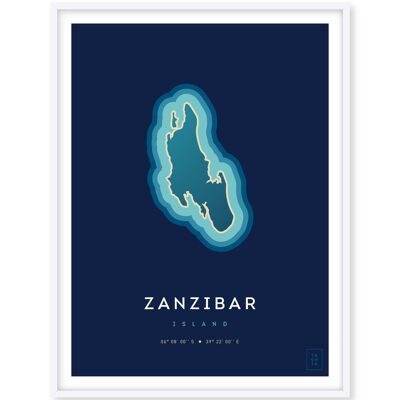 Affiche de l'île de Zanzibar - 30 x 40 cm