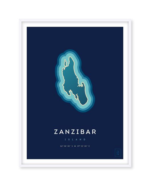 Affiche de l'île de Zanzibar - 50 x 70 cm