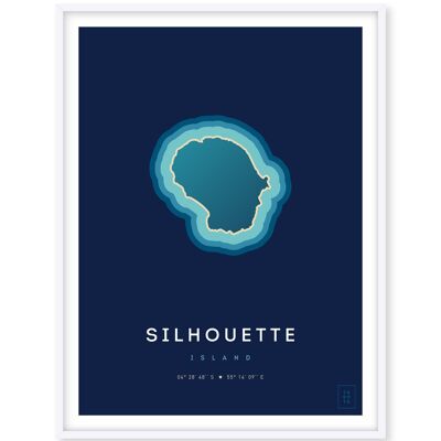 Affiche de l'île de Silhouette - 30 x 40 cm