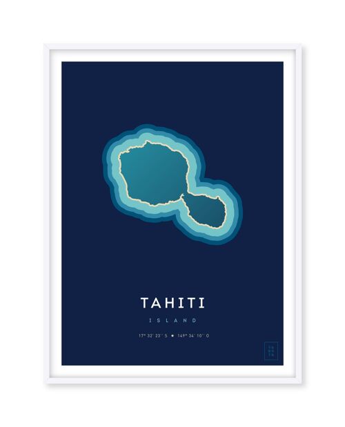 Affiche de l'île de Tahiti - 30 x 40 cm