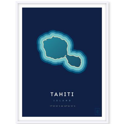 Affiche de l'île de Tahiti - 30 x 40 cm