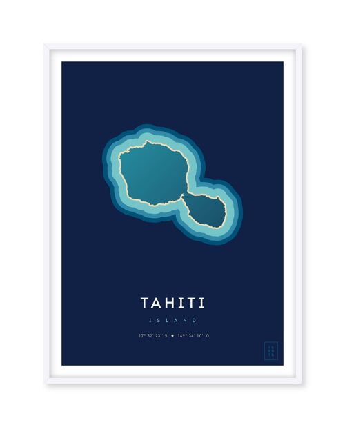 Affiche de l'île de Tahiti - 50 x 70 cm