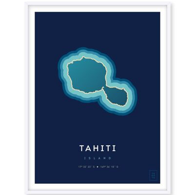 Affiche de l'île de Tahiti - 50 x 70 cm