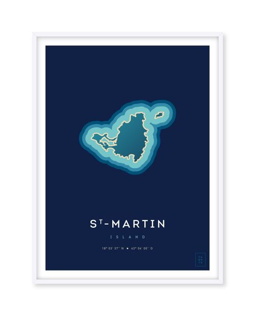 Affiche de l'île de Saint-Martin - 30 x 40 cm