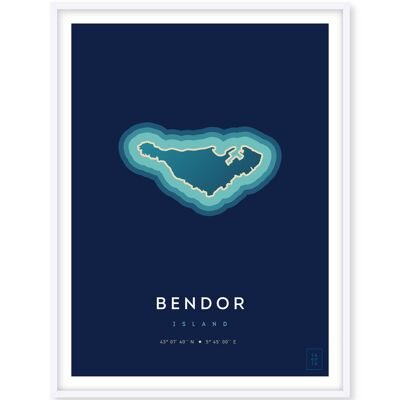 Affiche de l'île de Bendor - 30 x 40 cm