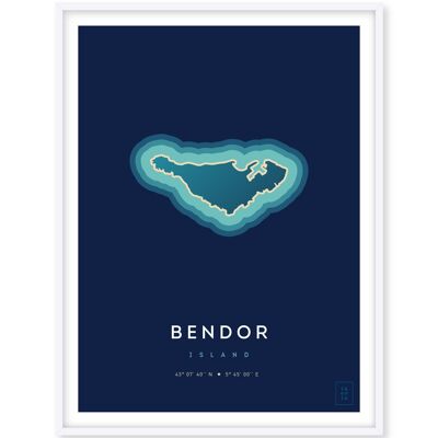 Affiche de l'île de Bendor - 50 x 70 cm