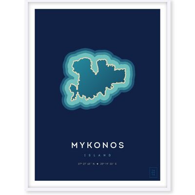 Poster dell'isola di Mykonos - 30 x 40 cm