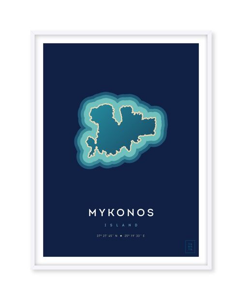 Affiche de l'île de Mykonos - 50 x 70 cm