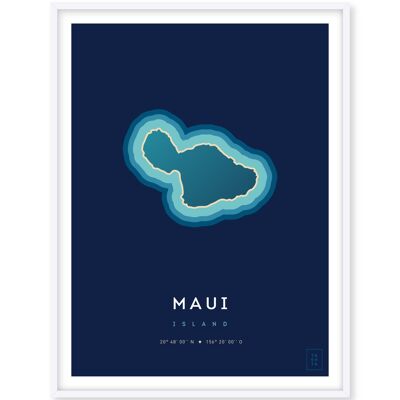 Affiche de l'île de Maui - 30 x 40 cm
