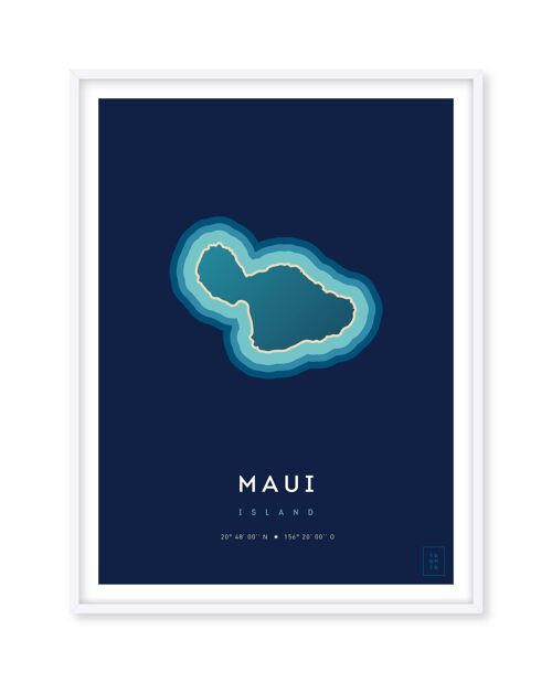 Affiche de l'île de Maui - 50 x 70 cm