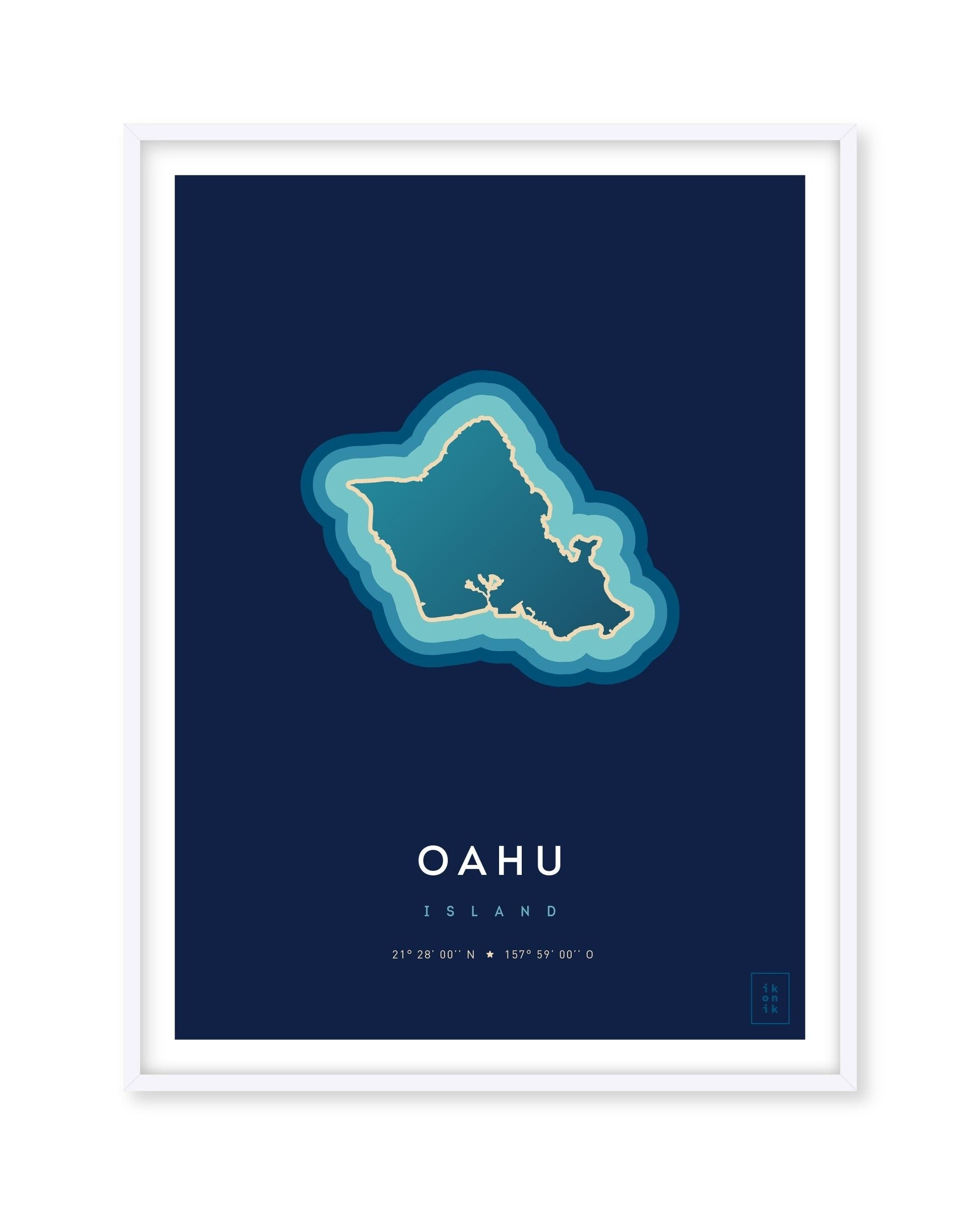 Poster dell'isola di Oahu - 50 x 70 cm