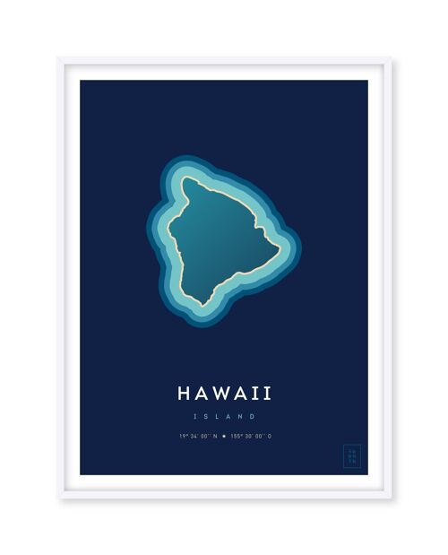 Affiche de l'île d'Hawaii - 50 x 70 cm