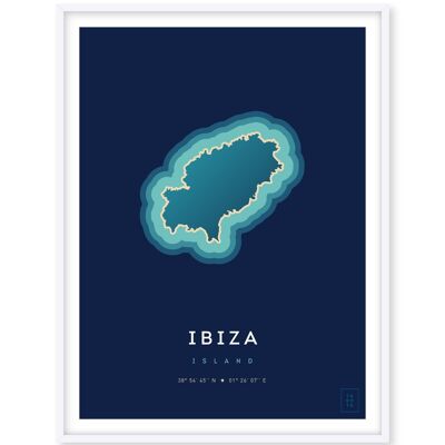 Affiche de l'île d'Ibiza - 50 x 70 cm