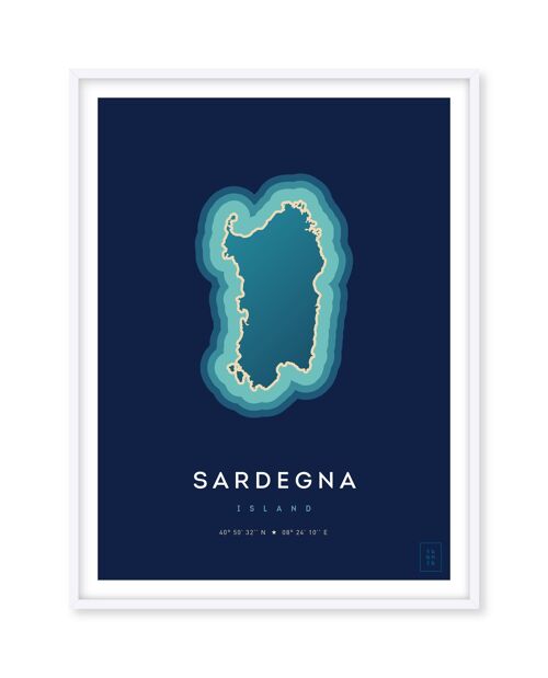 Affiche de l'île de la Sardaigne - 30 x 40 cm