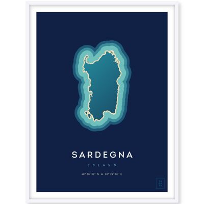 Manifesto dell'isola di Sardegna - 30 x 40 cm