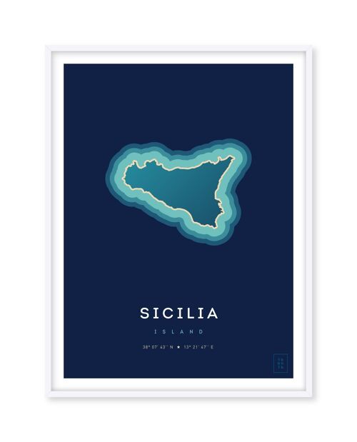 Affiche de l'île de la Sicile - 50 x 70 cm