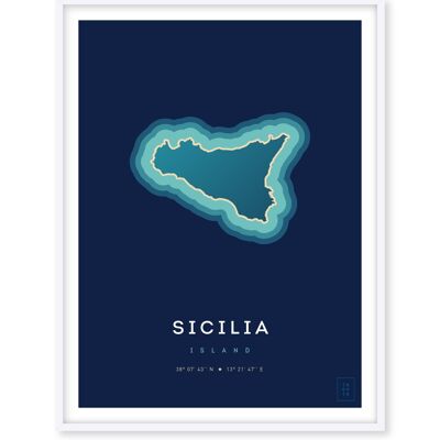 Poster Isola di Sicilia - 50 x 70 cm