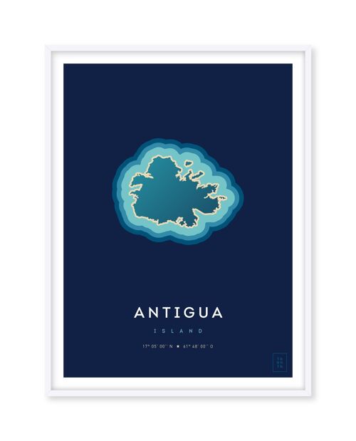 Affiche de l'île d'Antigua - 30 x 40 cm
