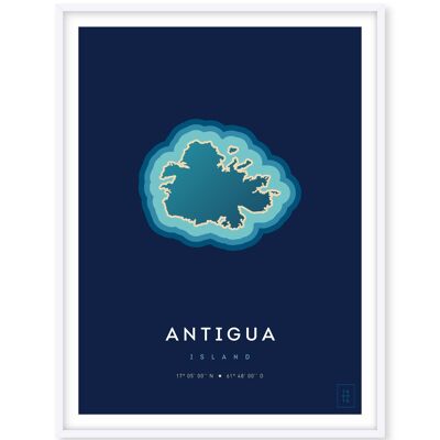 Affiche de l'île d'Antigua - 50 x 70 cm