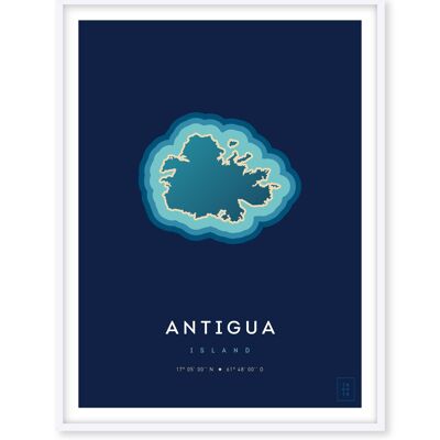Affiche de l'île d'Antigua - 50 x 70 cm