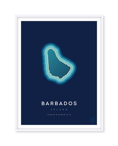 Affiche de l'île de la Barbade - 30 x 40 cm