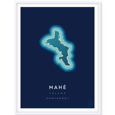 Affiche de l'île de Mahé - 30 x 40 cm