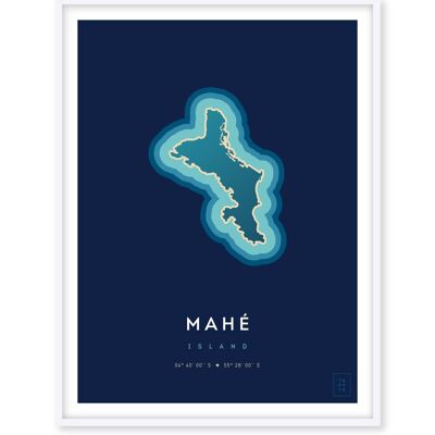 Affiche de l'île de Mahé - 50 x 70 cm