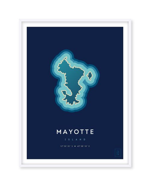 Affiche de l'île de Mayotte - 30 x 40 cm