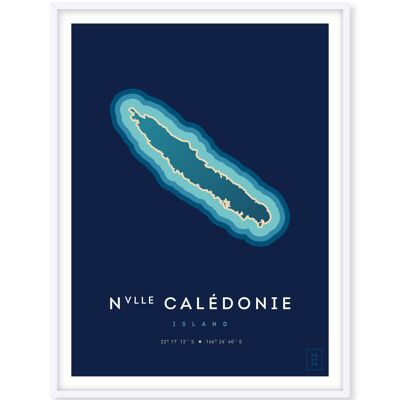Póster de la isla de Nueva Caledonia - 50 x 70 cm
